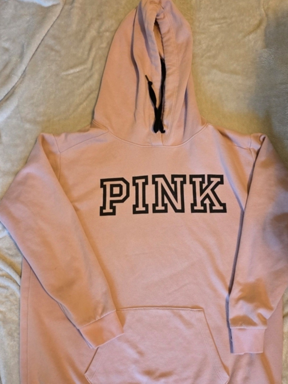 PINK Victoria's Secret Logo Hoodie Sweatshirt - Red and Light Pink - Picture 8 of 9